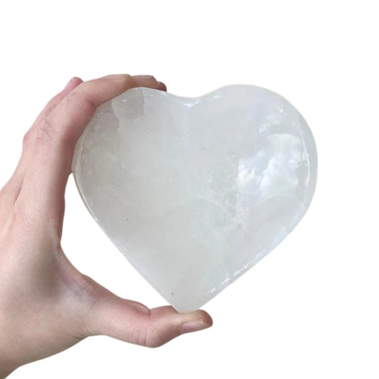 10cm selenite heart bowl for crystal cleansing and charging