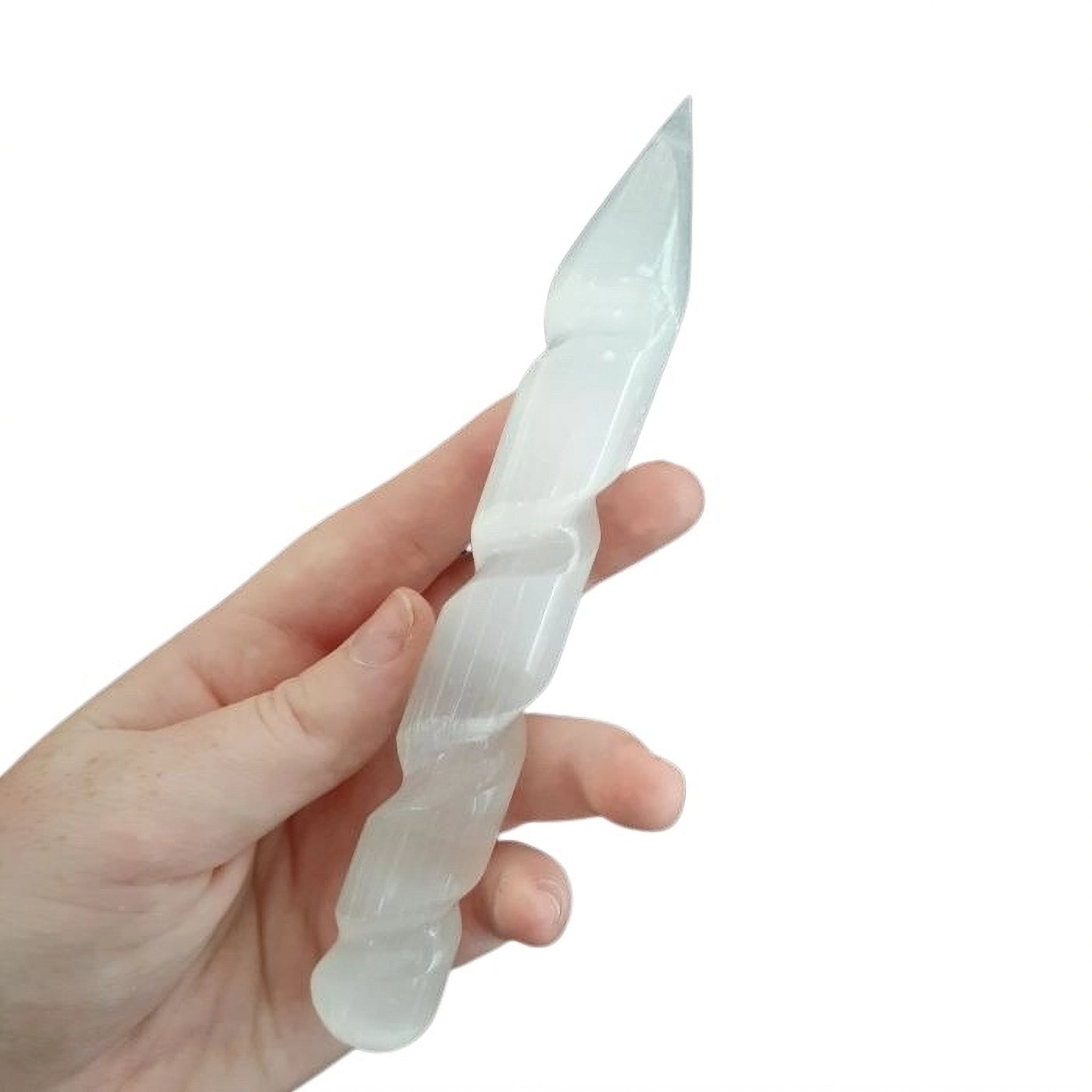 Selenite Spiral Point Wands – Energy Cleansing and Healing image 0