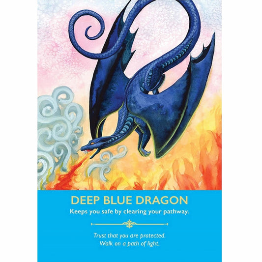 A vibrant oracle card depicting the Magenta Dragon, radiating spiritual transformation, higher consciousness, and divine love