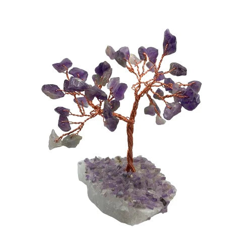 Amethyst Crystal Tree with copper wire branches – 10cm spiritual decor for intuition, healing, and calm energy