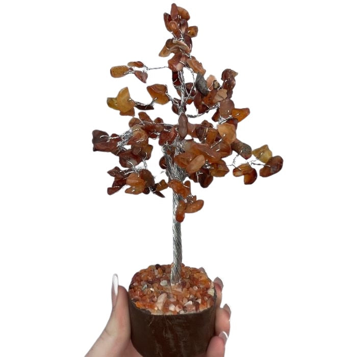 Carnelian Crystal Tree – 20cm sacral chakra decor to support creativity, energy, and motivation