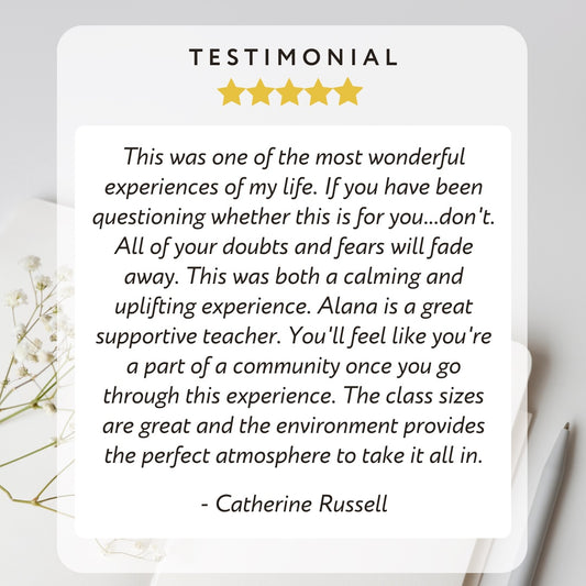 Five-star student testimonial for EarthAyaEnergy Reiki Level 1 Workshop Healesville Yarra Valley