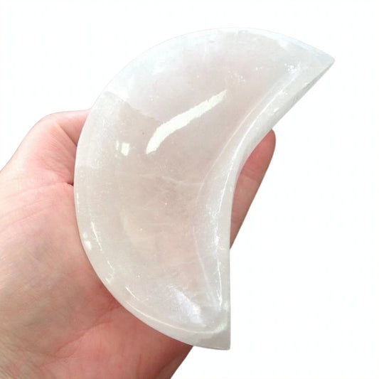 Moon shaped selenite bowl for crystal cleansing and charging