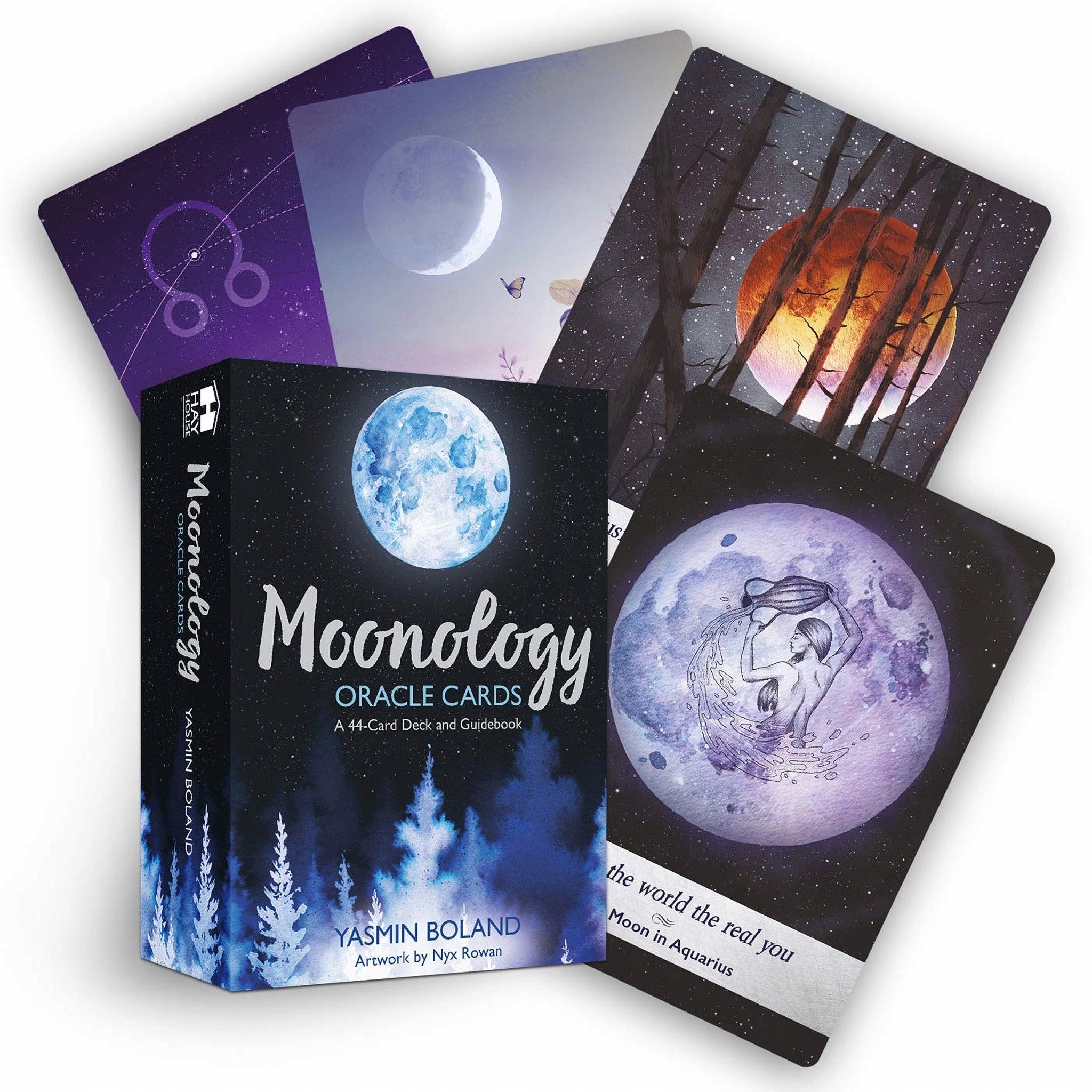 Moonology Oracle Cards featuring stunning lunar artwork and astrological messages by Yasmin Boland.