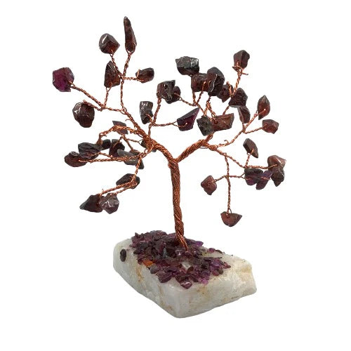 Red Garnet Crystal Tree – 10cm root chakra decor for grounding, passion and empowerment
