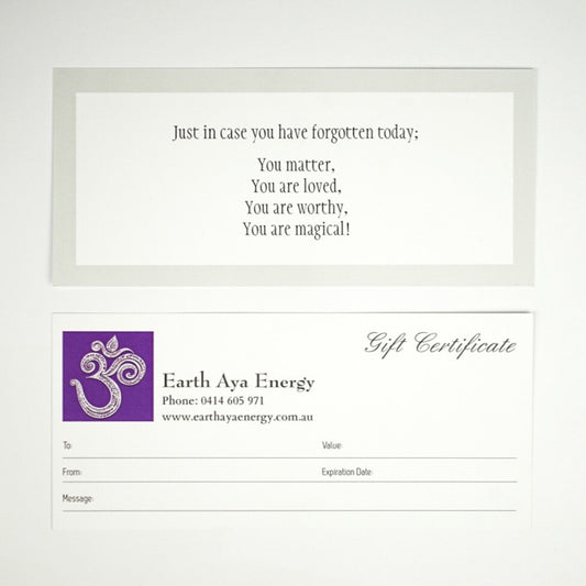 Reiki Healing Gift Voucher – gift certificate available for in-person or distance energy healing