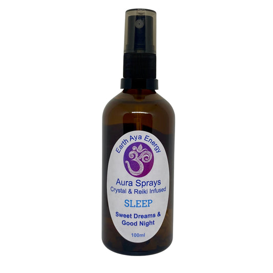 Sleep Aura Spray bottle with natural essential oils – a Reiki-infused mist for relaxation and restful sleep