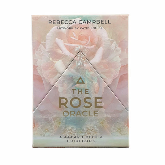 The beautiful box of The Rose Oracle by Rebecca Campbell, featuring intricate floral artwork and sacred feminine energy.