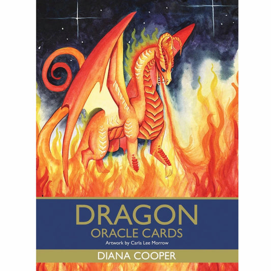 The beautifully designed box of The Dragon Oracle by Diana Cooper, featuring celestial dragon artwork.