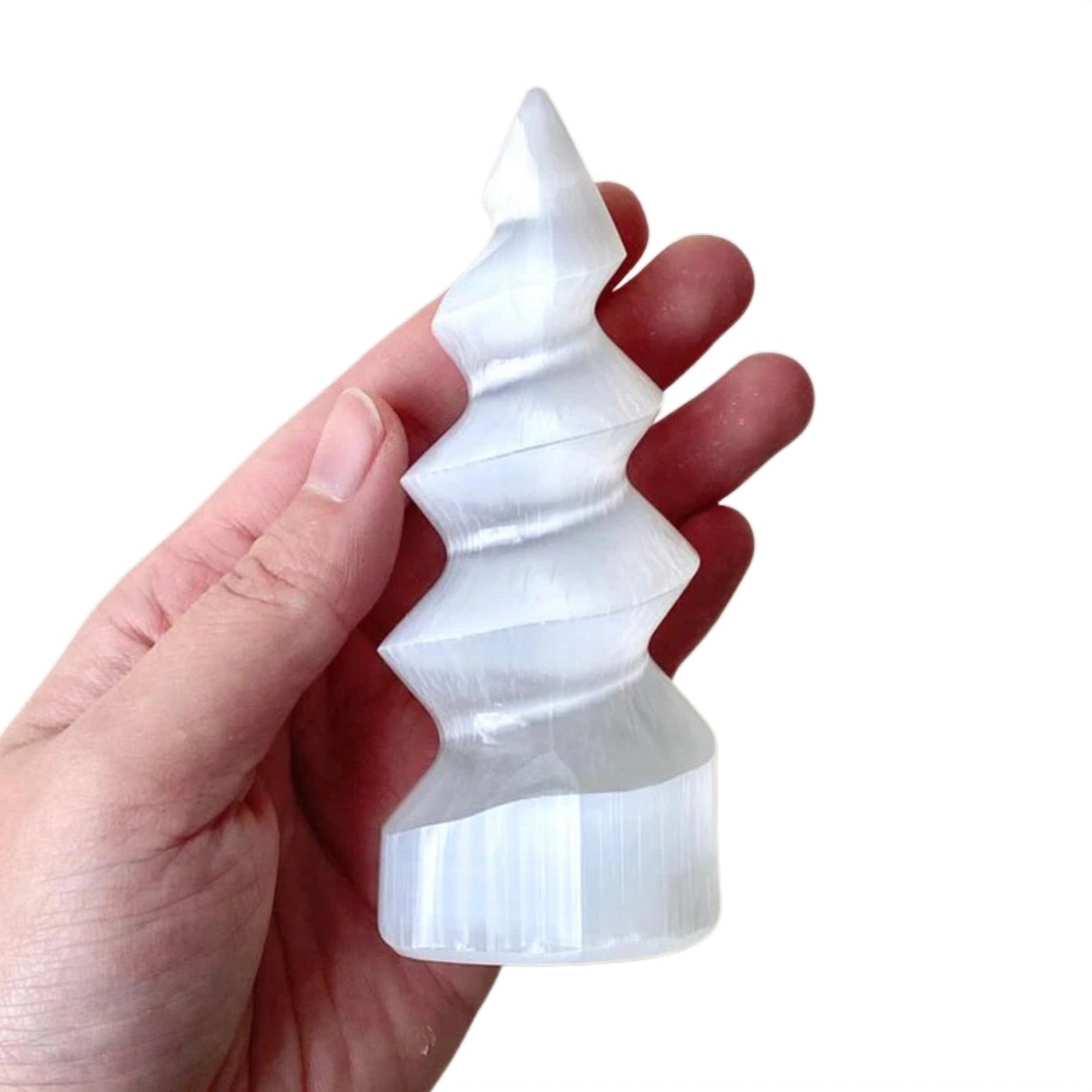 Selenite Spiral Tower – 10cm Crystal for Cleansing & Protection image 0