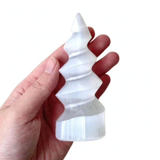 Selenite Spiral Tower – 10cm Crystal for Cleansing & Protection image 0