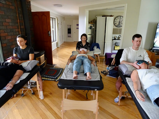 Group Reiki healing session at Earth Aya Energy Reiki Share class in Healesville, Yarra Valley